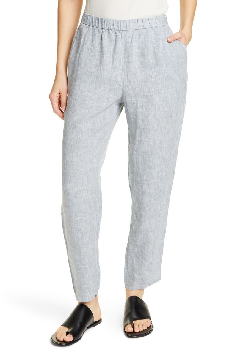 Eileen Fisher Organic Linen Ankle Pants, Main, color, 