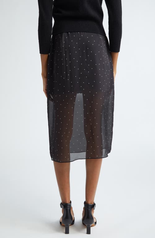 Vince Polka Dot Sheer Stretch Silk Midi Skirt In Black/grey