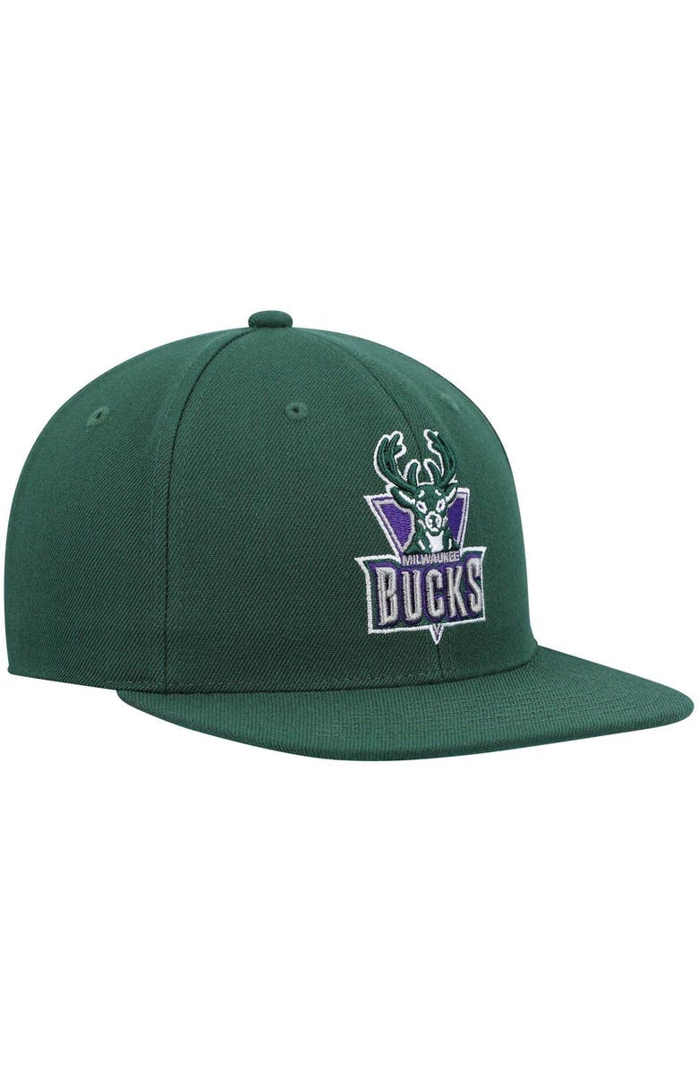 Mitchell & Ness Men's Mitchell & Ness Green Milwaukee Bucks Hardwood Classics Team Ground 2.0 Snapback Hat, Alternate, color, Green