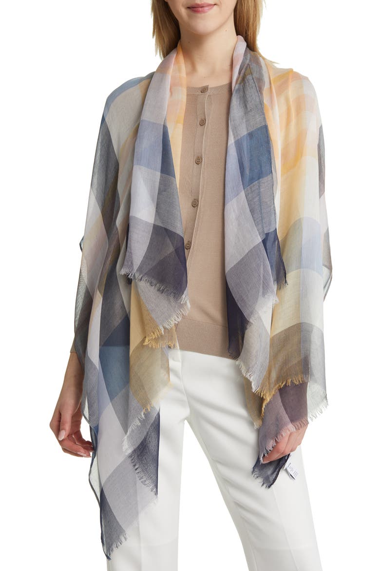 Yarn Dyed Stripe Wrap, Main, color, BLUE NICOLA PLAID