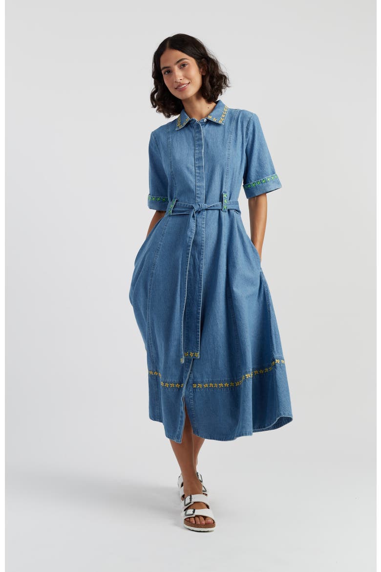 Chambray Buttercup Shirt Dress, Alternate, color, Spring Blue