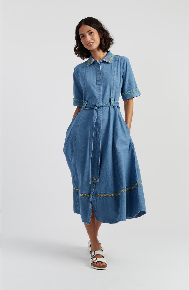 Chinti & Parker Chambray Buttercup Shirt Dress, Alternate, color, Spring Blue