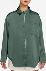 Nike Oversize Satin Button-Up Top