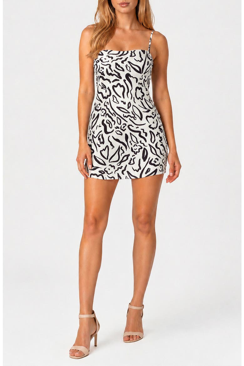 Satin Minidress, Main, color, BLACK/ WHITE