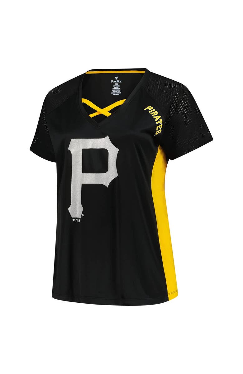 PROFILE Women's Profile  Black Pittsburgh Pirates Glitter Raglan V-Neck T-Shirt, Alternate, color, Black