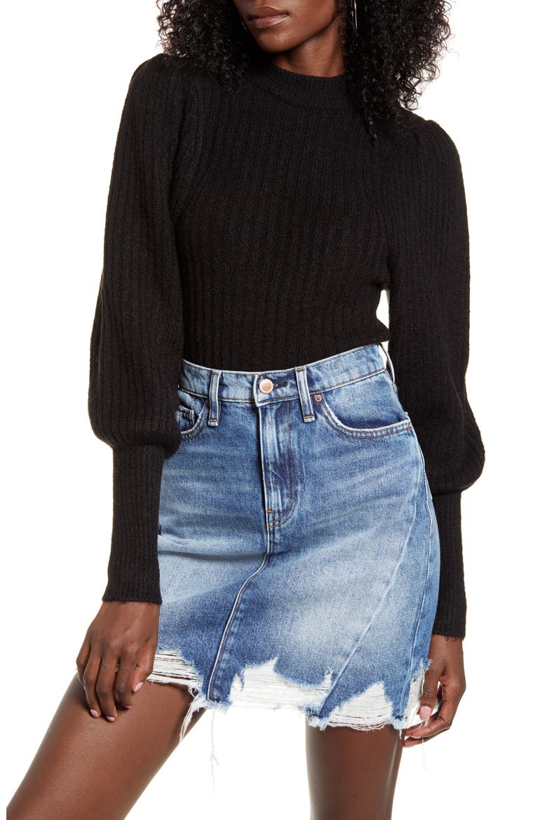 Juliet Sleeve Sweater, Main, color, BLACK