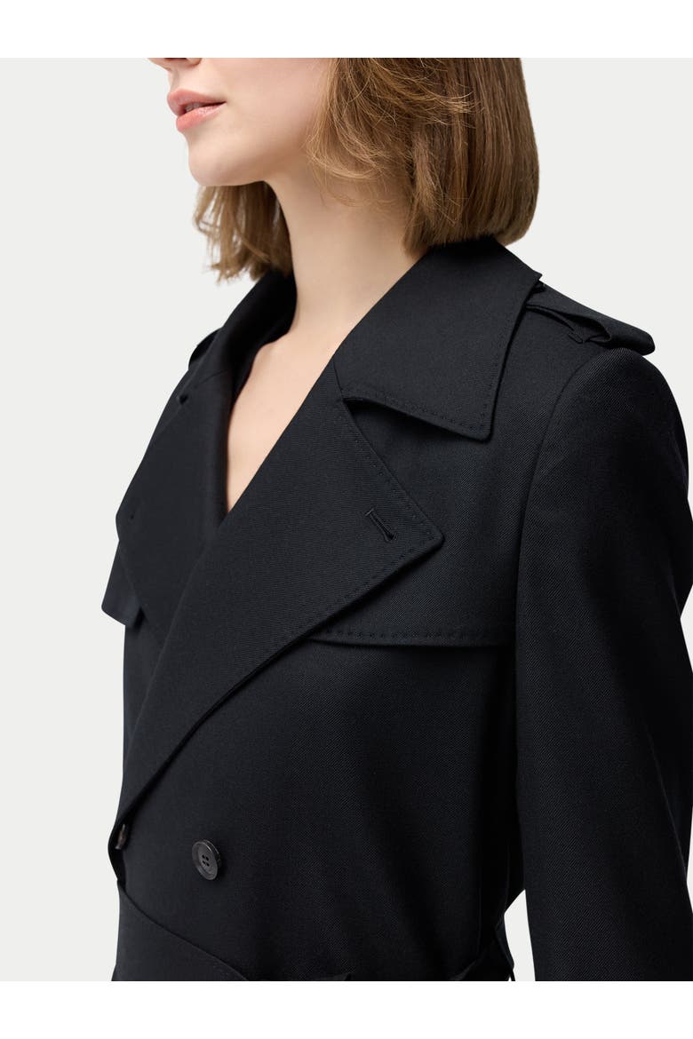 Double Breasted Cashmere Trench Coat, Alternate, color, black