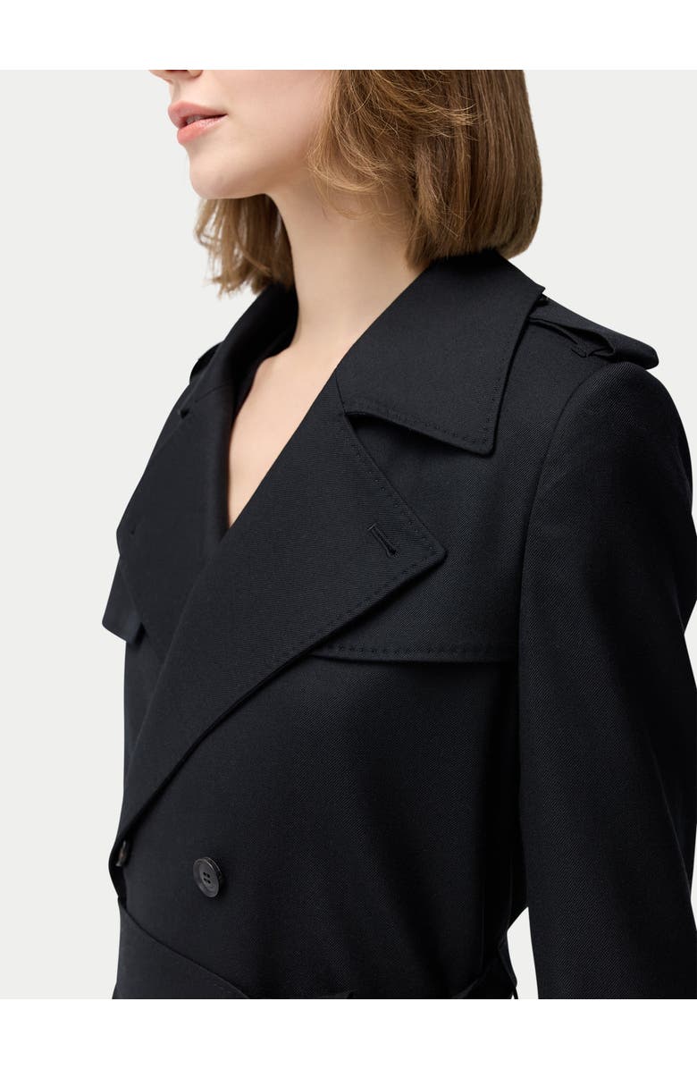 GOBI Mongolian Cashmere Double Breasted Cashmere Trench Coat, Alternate, color, Black