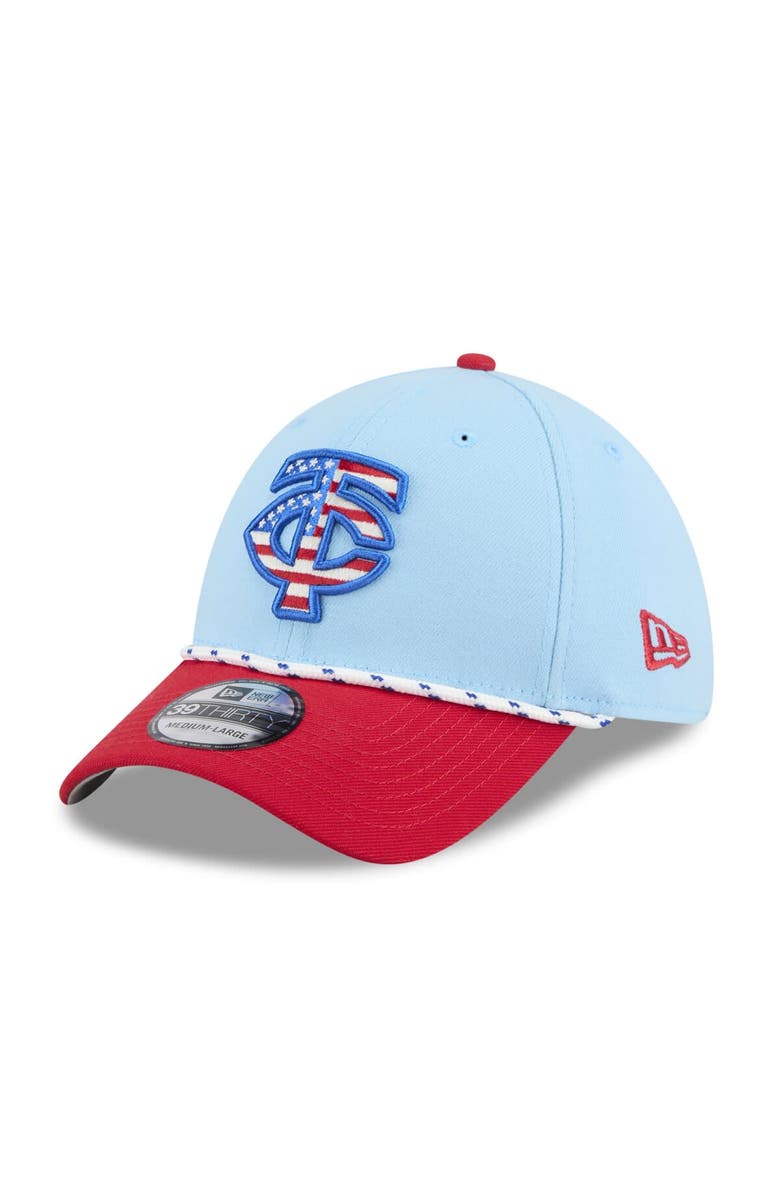 New Era Men's New Era Light Blue/Red Minnesota Twins 2025 Fourth of July 39THIRTY Flex Hat, Main, color, 