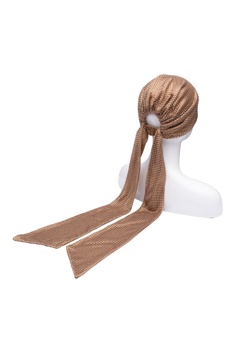 Crystal Mesh Headscarf, Alternate, color, CAMEL/ GOLD