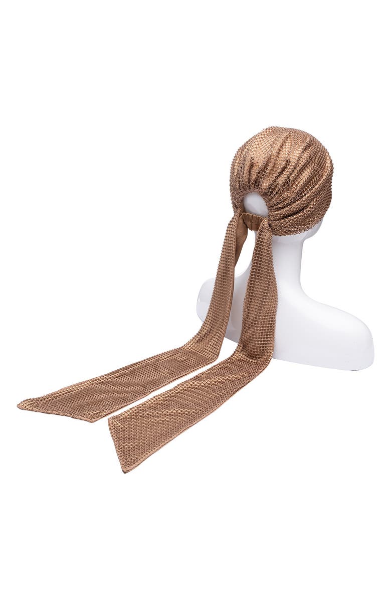 Eugenia Kim Crystal Mesh Headscarf, Alternate, color, Camel/ Gold