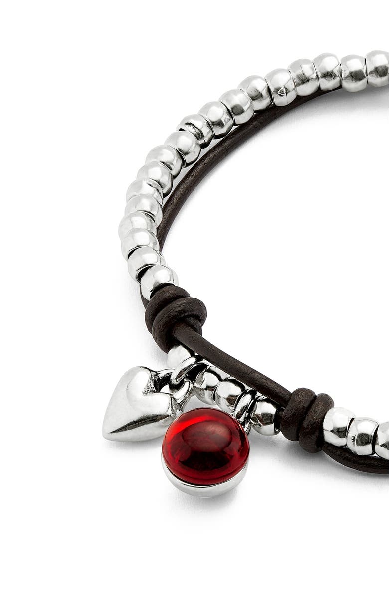 UNODE50 Red Murano Bead Strap, Alternate, color, Silver