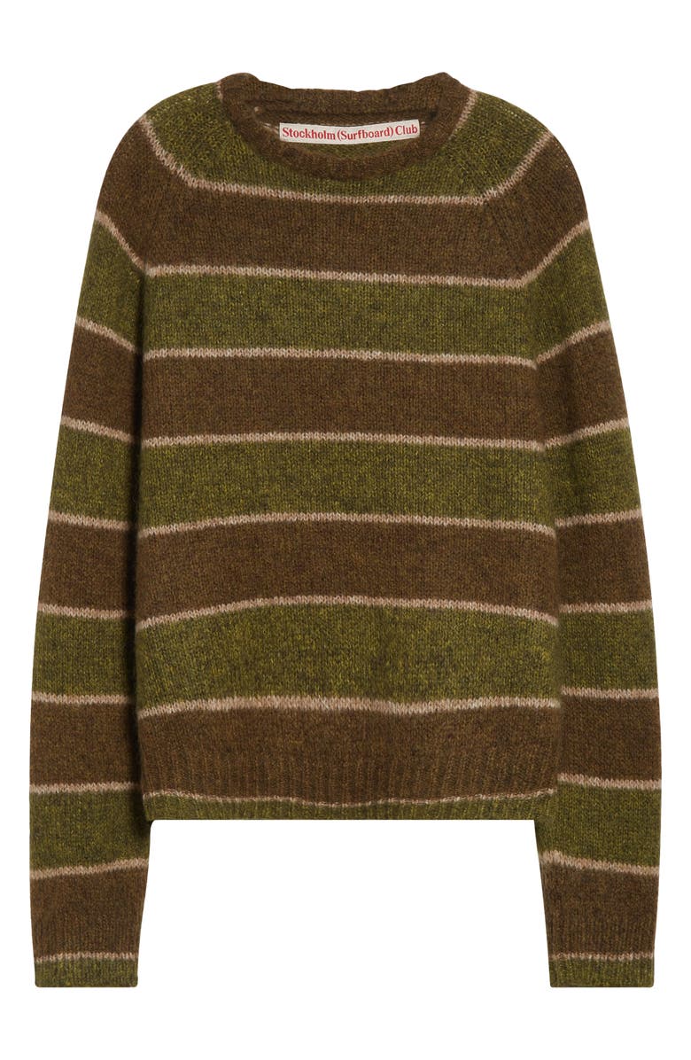 STOCKHOLM SURFBOARD CLUB Stripe Ragaln Sleeve Mohair & Wool Blend Sweater, Alternate, color, Green Stripe