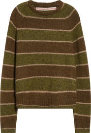 STOCKHOLM SURFBOARD CLUB Stripe Ragaln Sleeve Mohair & Wool Blend Sweater