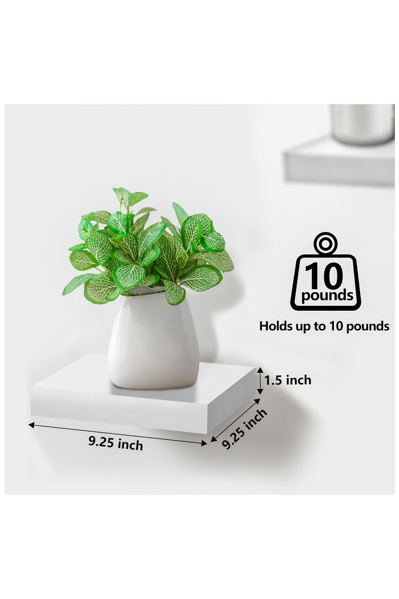 9-Inch Floating Wall Shelves, Alternate, color, WHITE