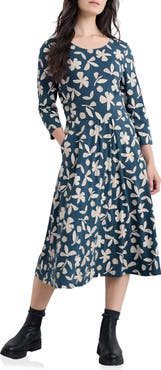 Seasalt Cornwall April Floral Stretch Organic Cotton Midi Dress