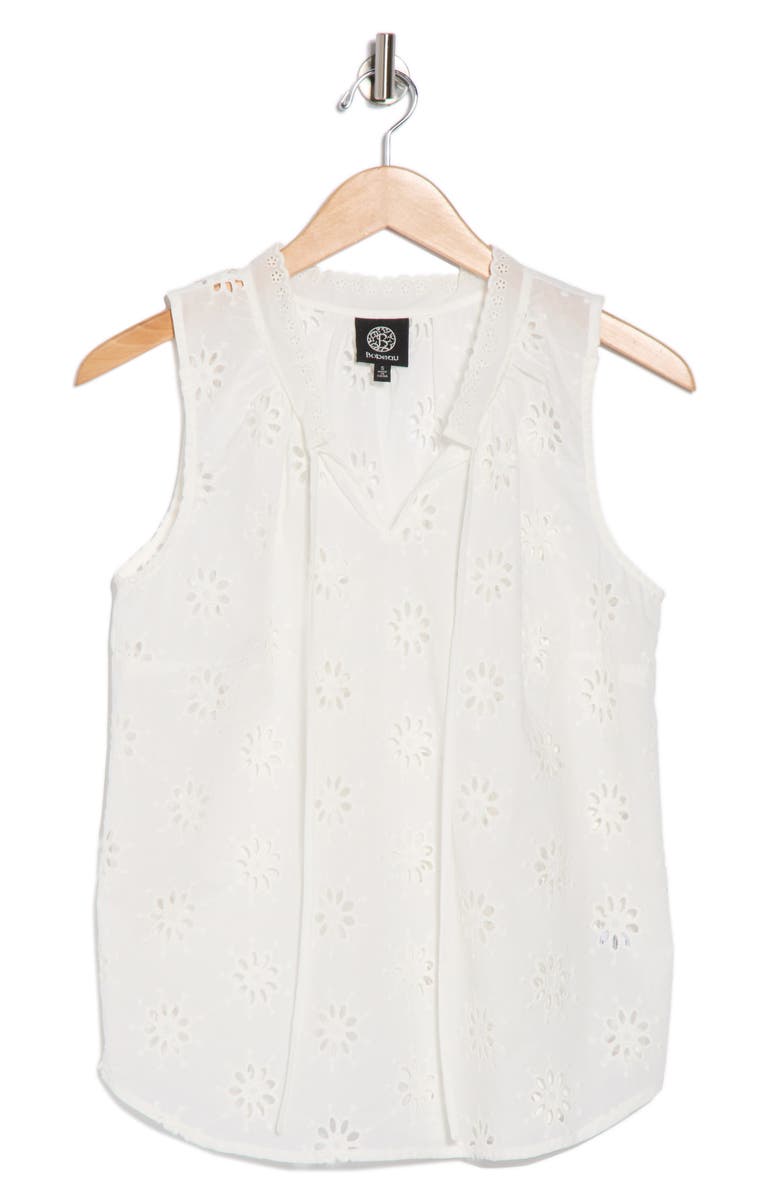 Bobeau Sleeveless Eyelet Top, Alternate, color, White