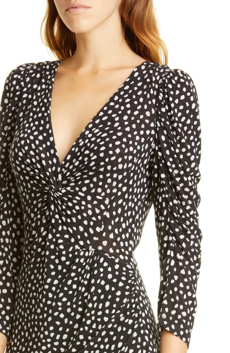 Rebecca Taylor Long Sleeve Dot Jersey Minidress, Alternate, color, 