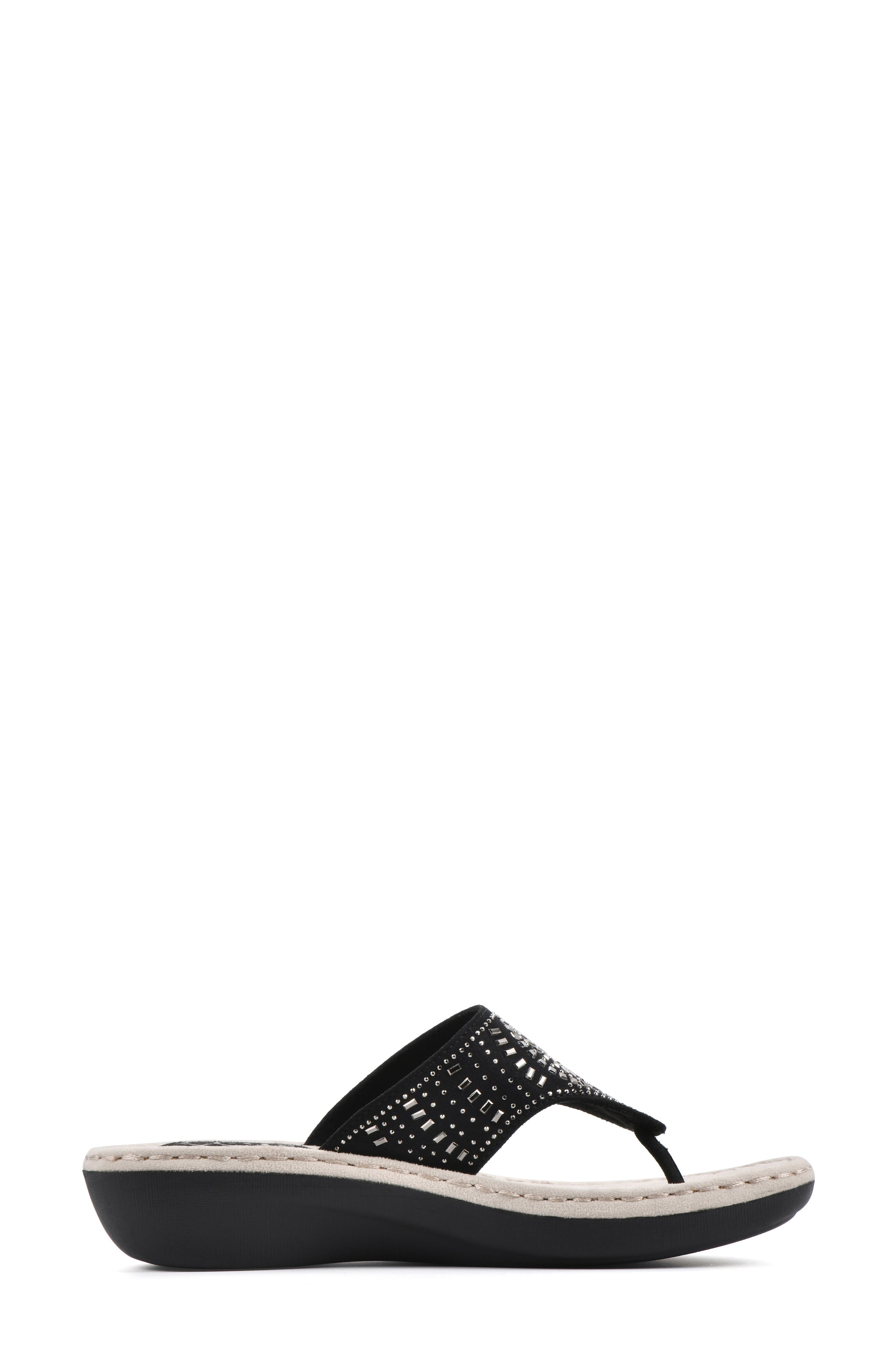 CLIFFS BY WHITE MOUNTAIN Cienna Thong Sandal - Wide Width, Alternate, color, Black Fabric