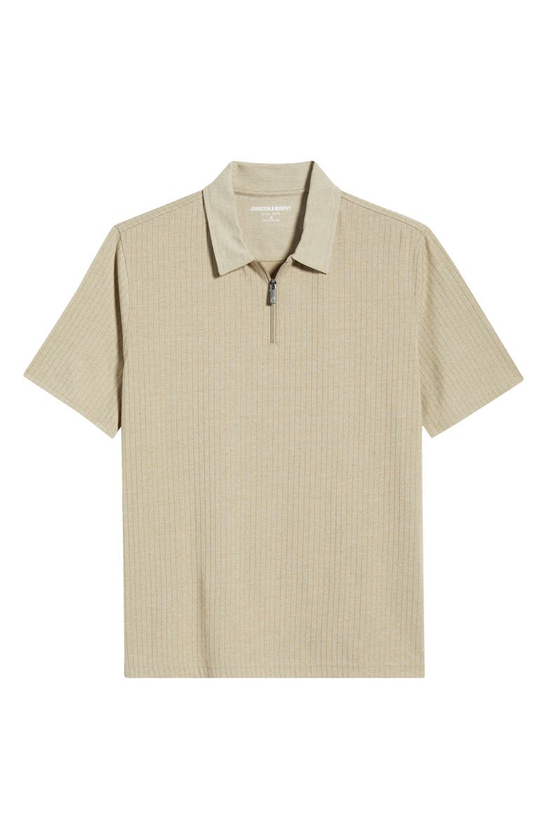 Johnston & Murphy Finn Performance Rib Quarter Zip Polo, Main, color, Stone
