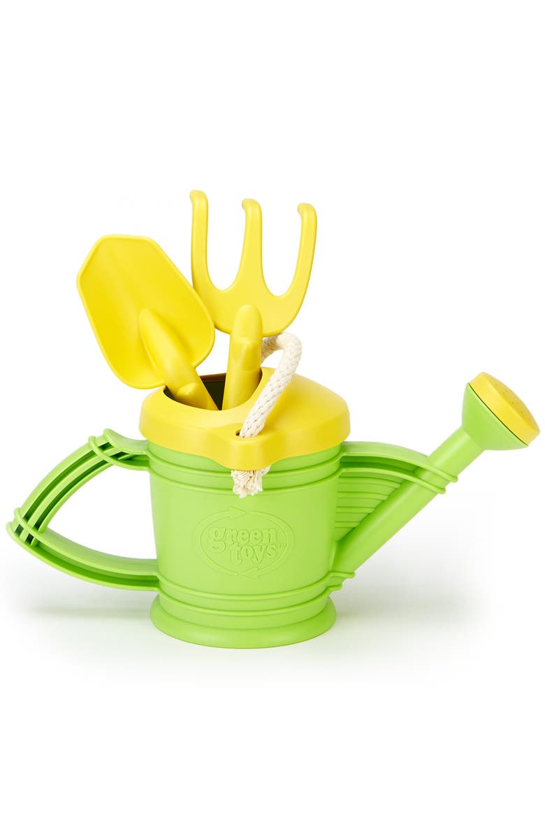 Green Toys Watering Can, Green, 3 piece Tool Set, 18mo+, Alternate, color, Multicolored