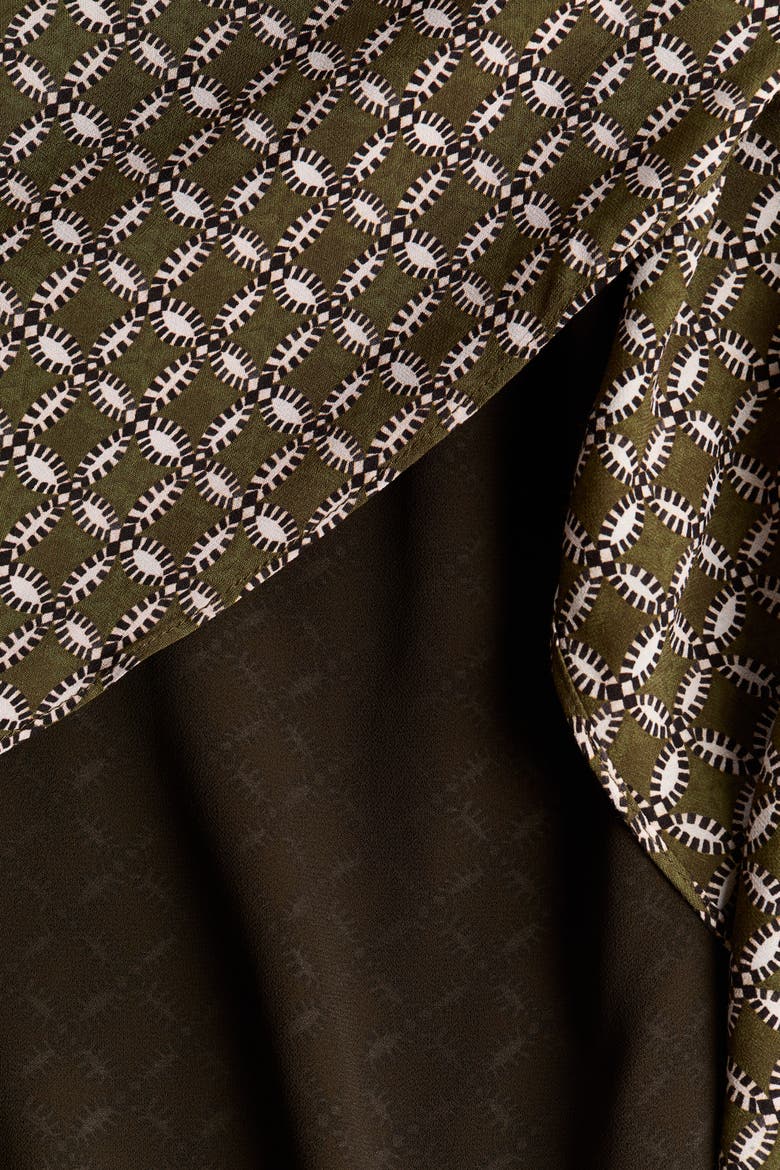 Scarf-detail Layered Skirt, Alternate, color, Dark khaki green/patterned