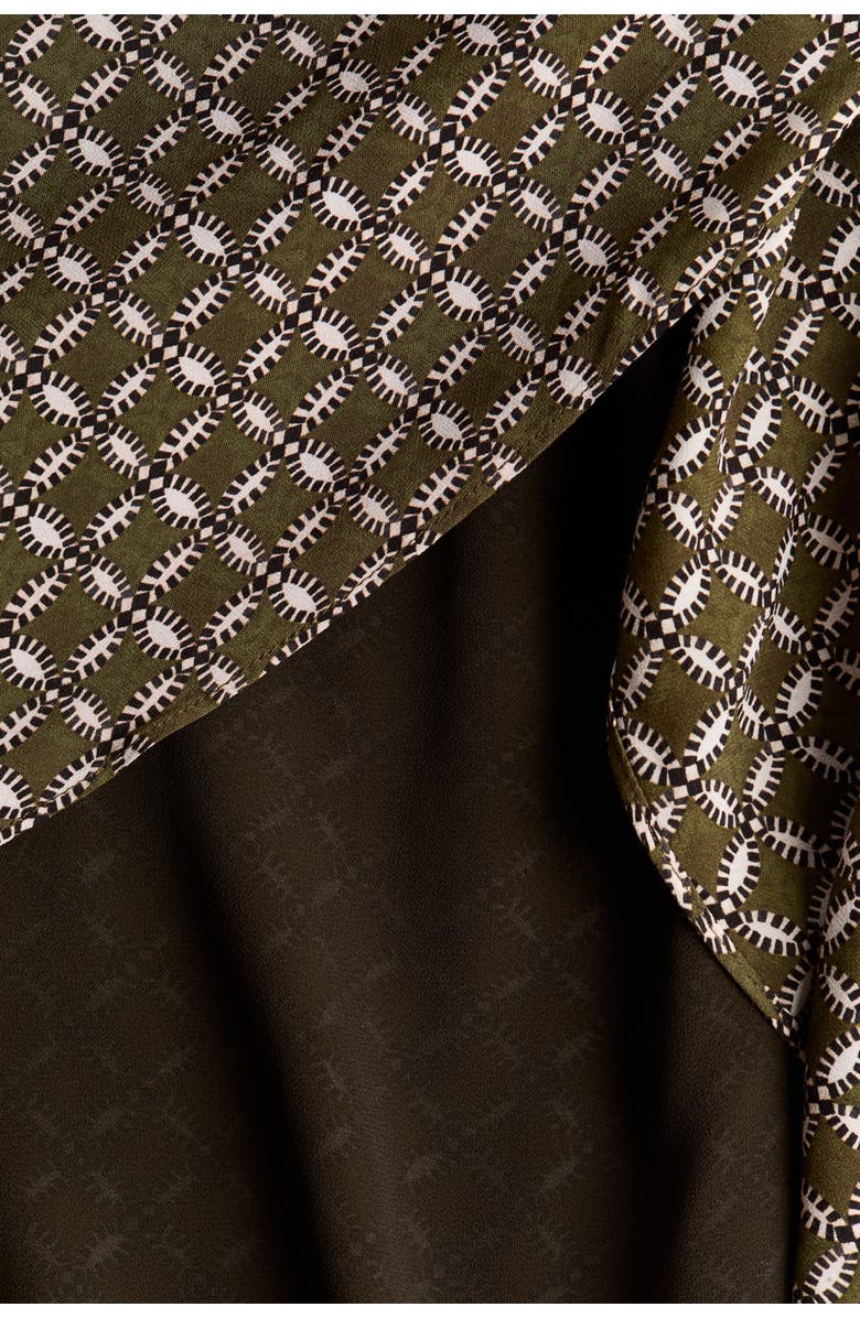 H&M Scarf-detail Layered Skirt, Alternate, color, Dark Khaki Green/Patterned