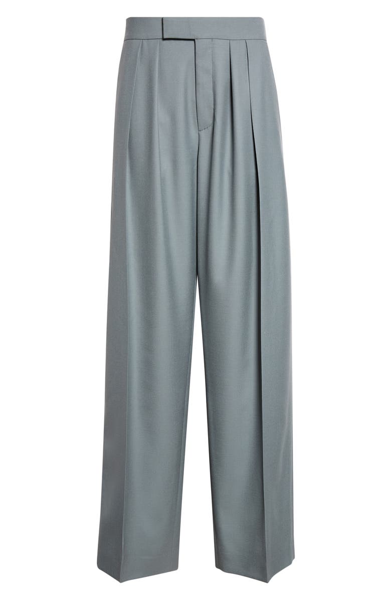 Chloé High Waist Wool Gabardine Tapered Cuff Wide Leg Pants, Alternate, color, Urban Grey