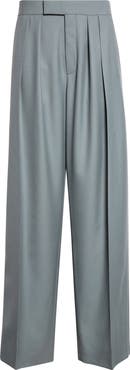 Chloé High Waist Wool Gabardine Tapered Cuff Wide Leg Pants