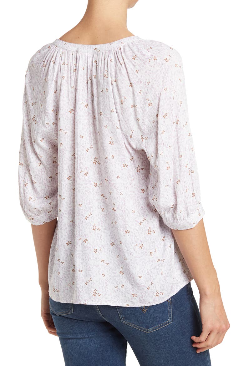 Short Sleeve Popover Top, Alternate, color, WHITE SCRAMBLED FLORAL