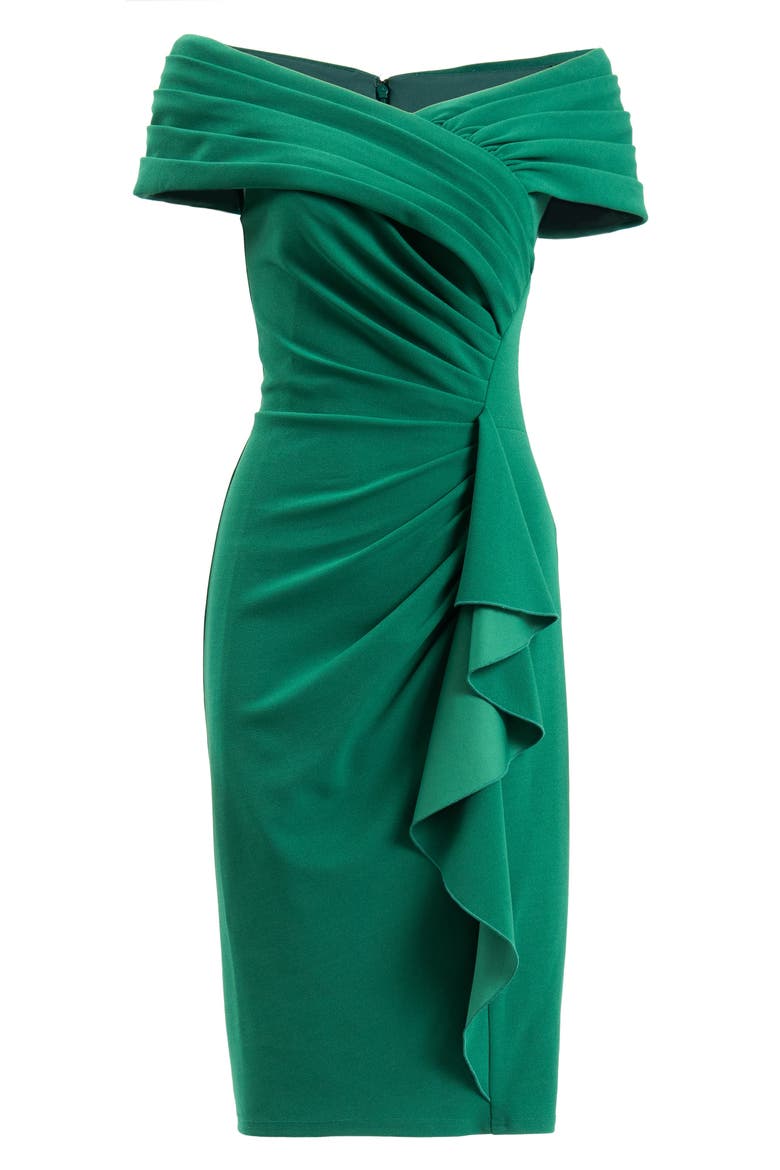 Side Drape Crepe Sheath Dress, Alternate, color, BAMBOO