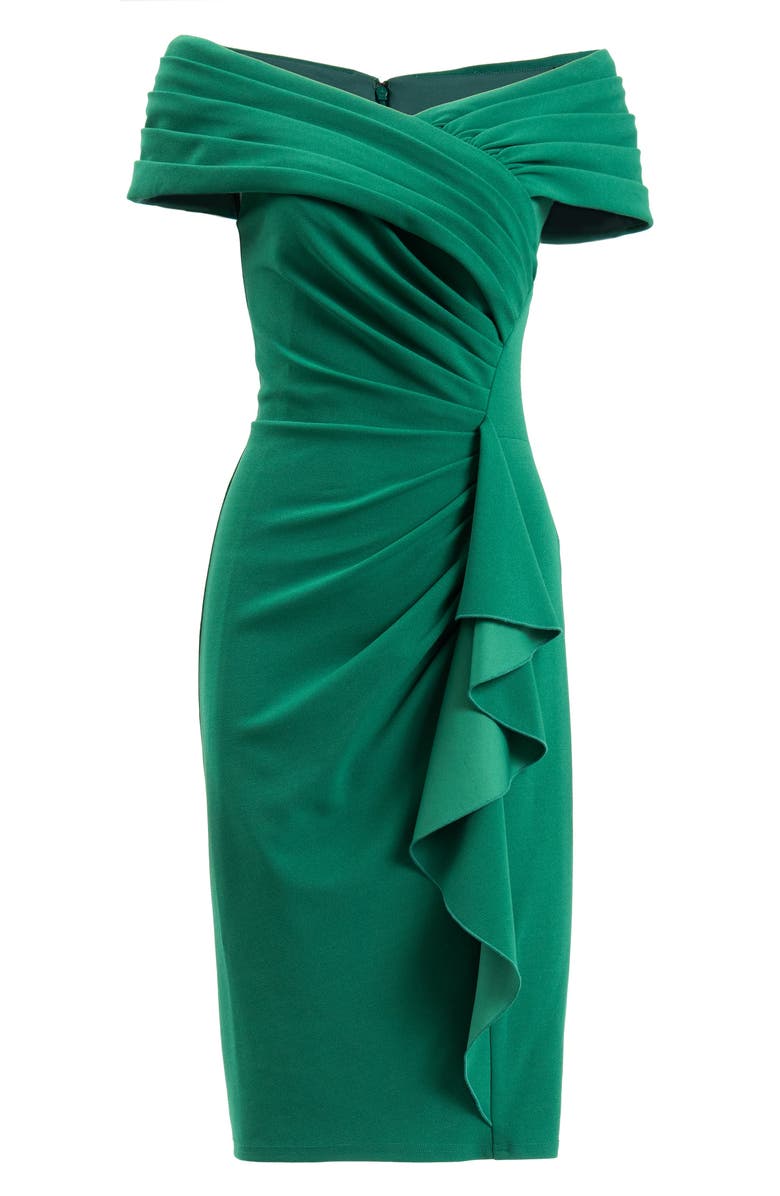 Tadashi Shoji Side Drape Crepe Sheath Dress, Alternate, color, Bamboo