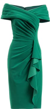 Tadashi Shoji Side Drape Crepe Sheath Dress