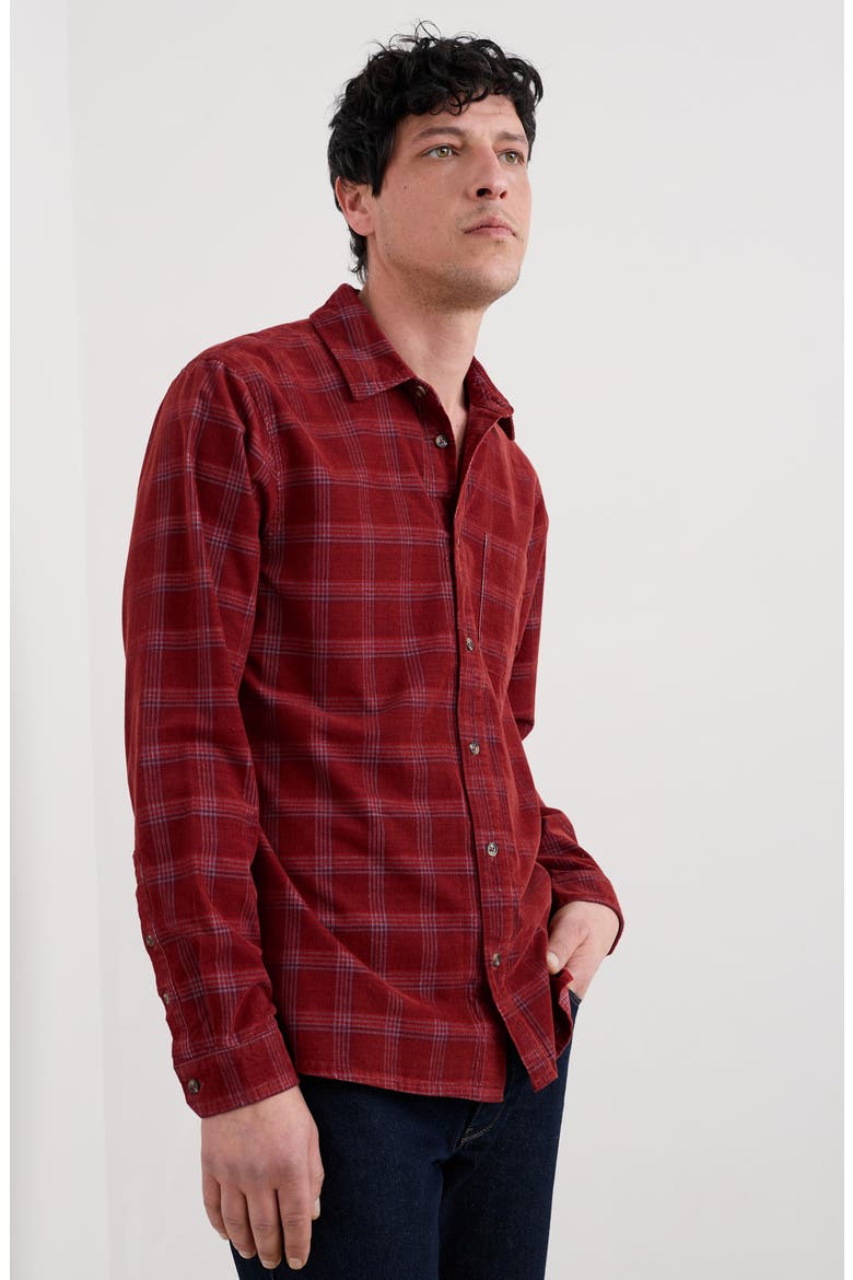Shoreman Check Organic Cotton Corduroy Button-Up Shirt, Alternate, color, GAWAN CONKER