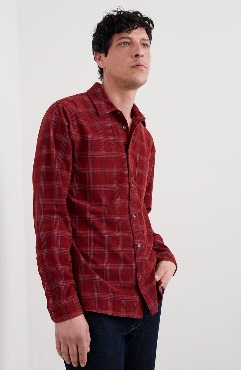 Seasalt Cornwall Shoreman Check Organic Cotton Corduroy Button-Up Shirt, Alternate, color, Gawan Conker
