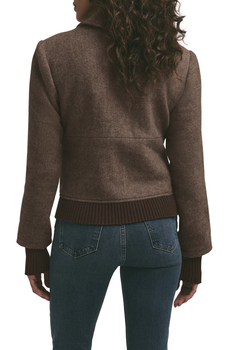 The City Herringbone Bomber Jacket, Alternate, color, CHOCOLATE HERRINGBONE