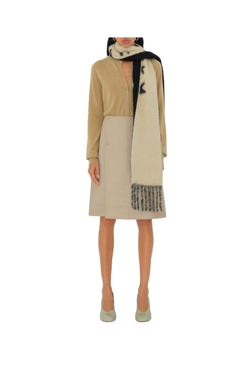 Burberry Reversible Logo Alpaca Wool Blend Scarf In Candle