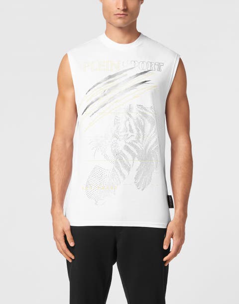 Cotton Dotted T-Shirt Round Neck Sleeveless Lamina Tiger Men