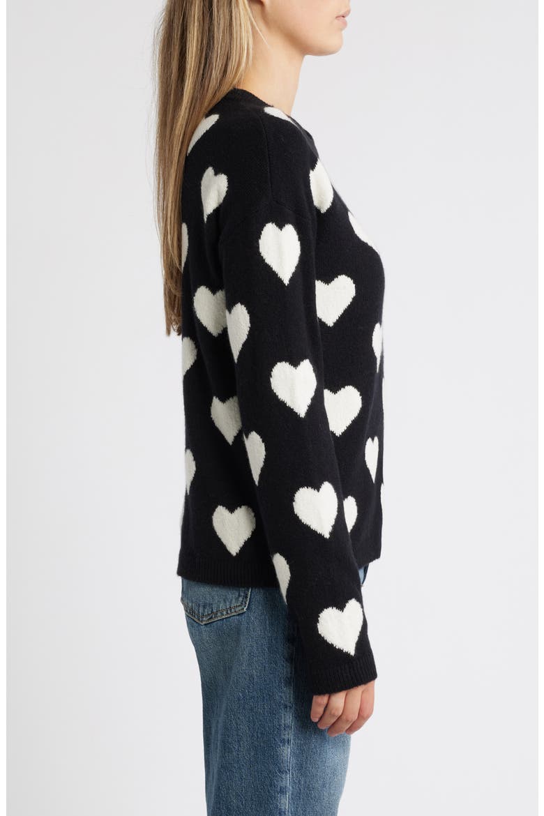 Hearts Jacquard Crewneck Sweater, Alternate, color, BLACK- IVORY POP HEART