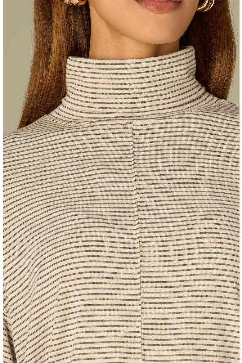 Elbow Sleeved Turtleneck Boxy Top, Alternate, color, HEATHER CREAM
