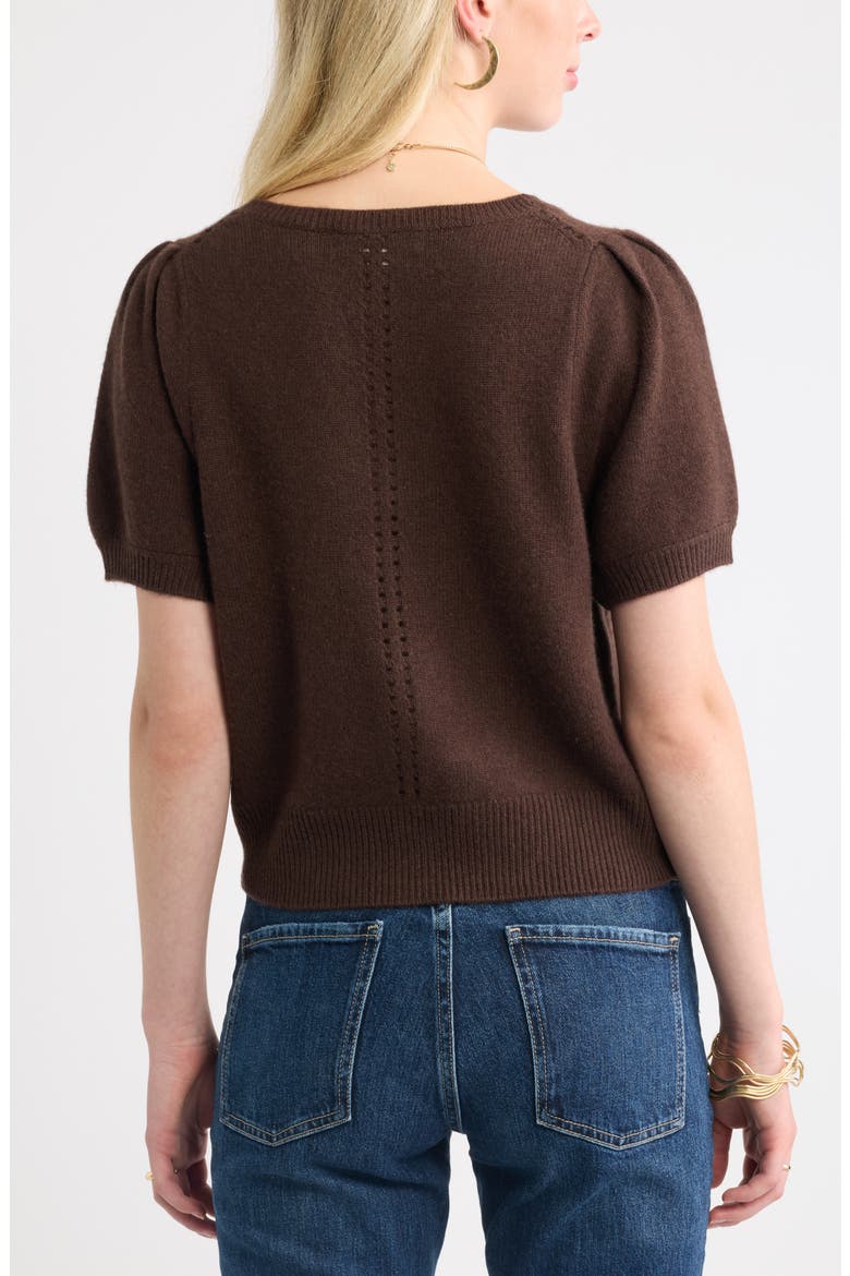Wool & Cashmere Short Sleeve Cardigan, Alternate, color, BROWN CHICORY