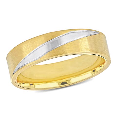 Men's Brushed Finish Wedding Band 14k Two-Tone