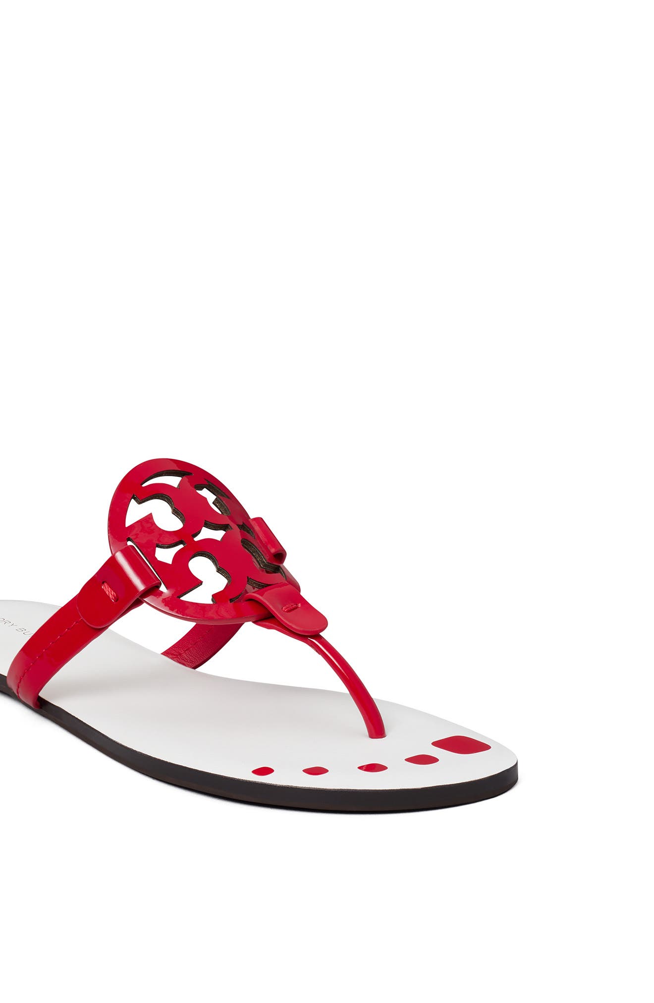 Tory Burch Miller Nail Polish Thong Slide Sandal, Alternate, color, Blaze Red