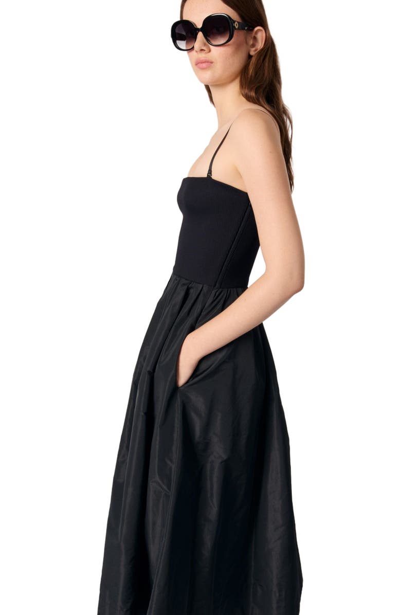 maje Strapless mesh and taffeta dress, Alternate, color, 