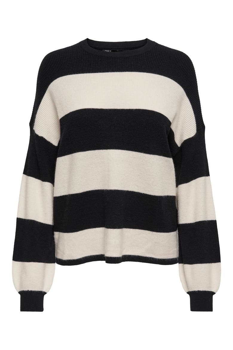 Atia Stripe Pullover Sweater, Alternate, color, BLACK STRIPES WHITE