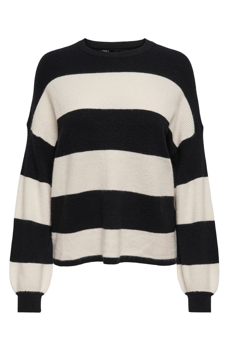 Only Atia Stripe Pullover Sweater, Alternate, color, Black Stripes White