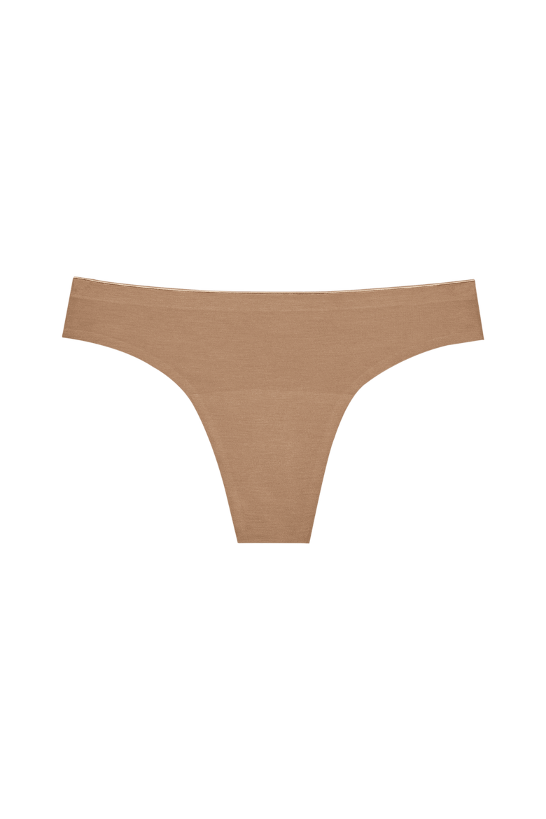 Seamless Low-Mid Rise Thong, Main, color, Tan