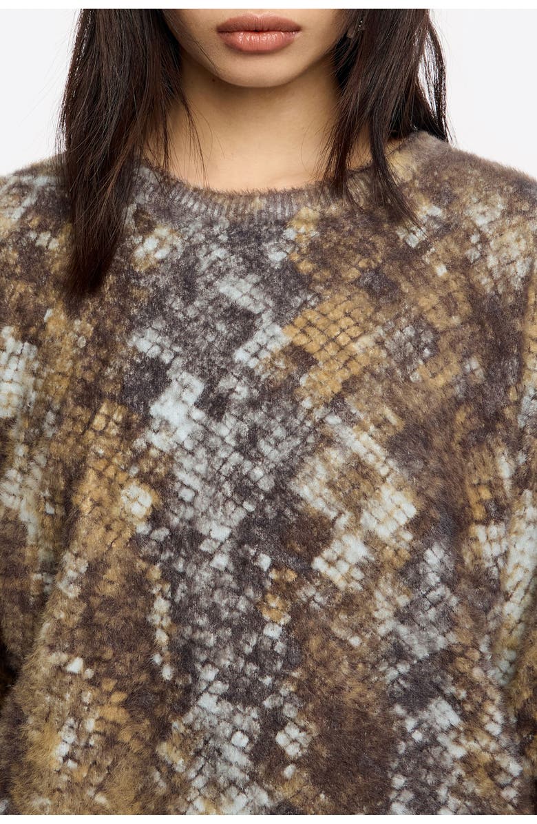 Bimba y Lola Snake Fur Balloon Sweater, Alternate, color, Snake Khaki