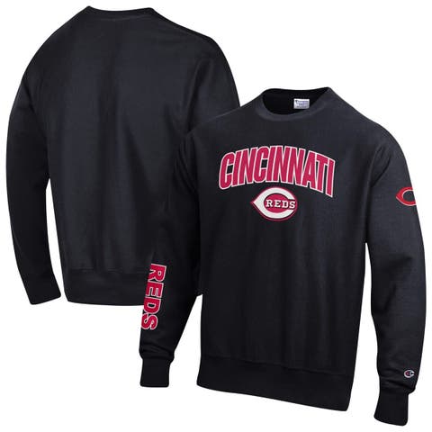 Men's Champion  Black Cincinnati Reds Reverse Weave Chenille Sweatshirt