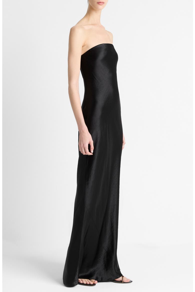 Satin Strapless Gown, Alternate, color, BLACK